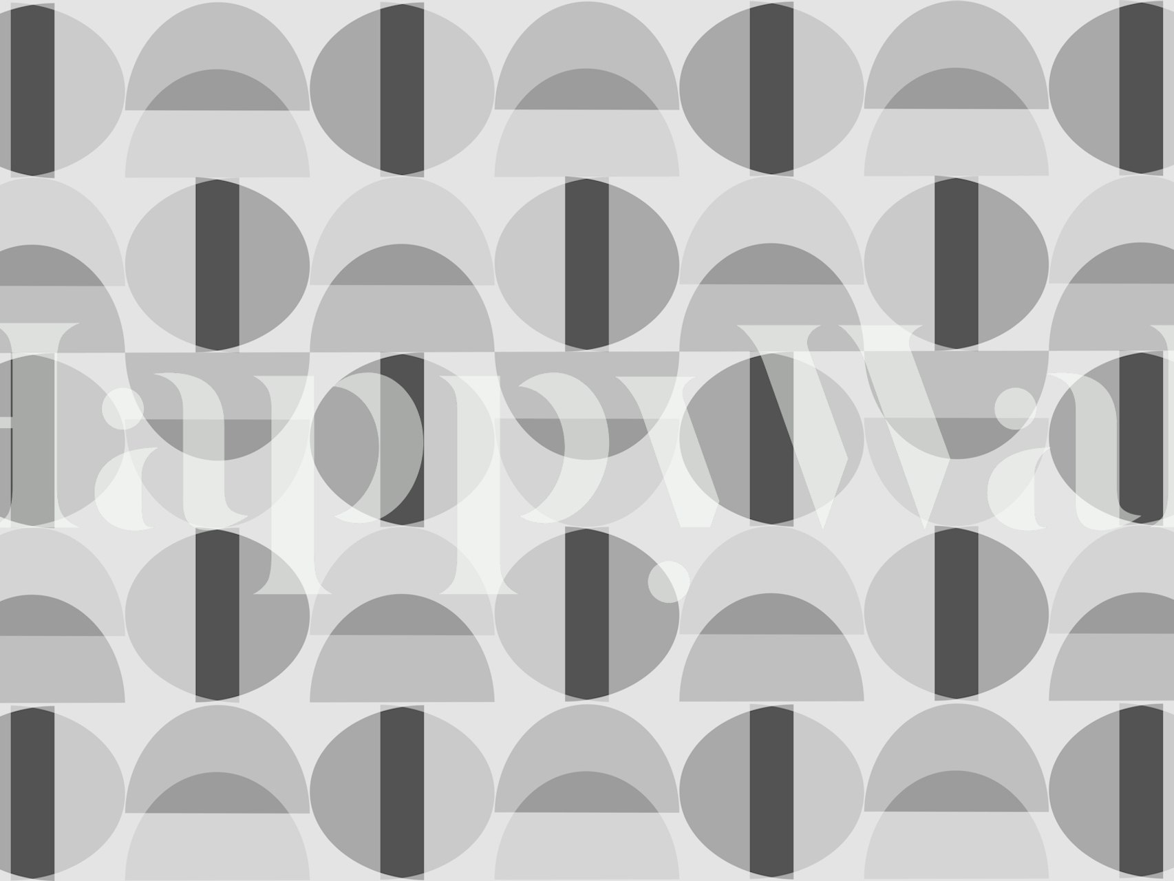 Abstract grey geometric pattern wall mural in a mid-century modern style