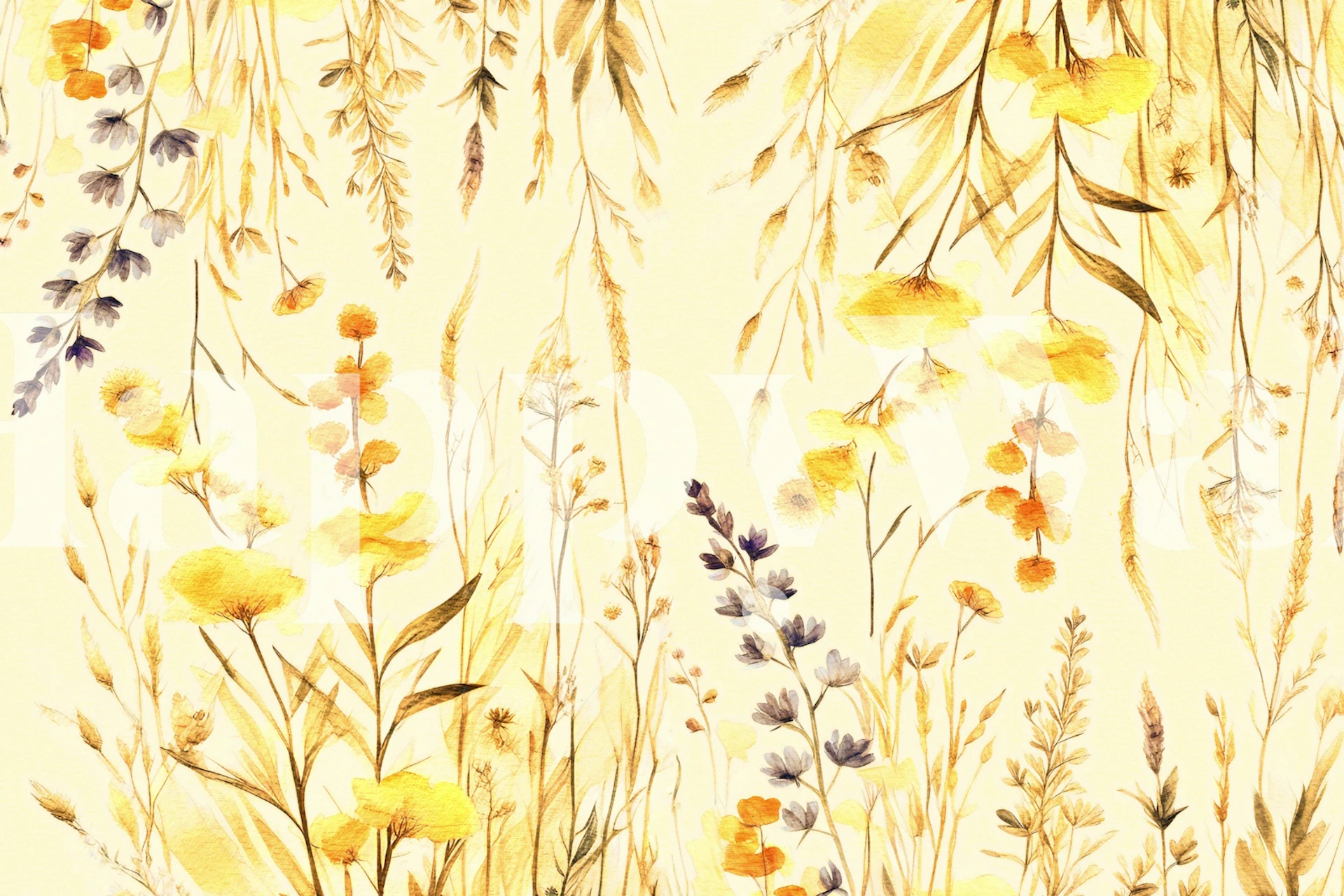 Sunny Spring Wildflowers Tapete in einem Raum