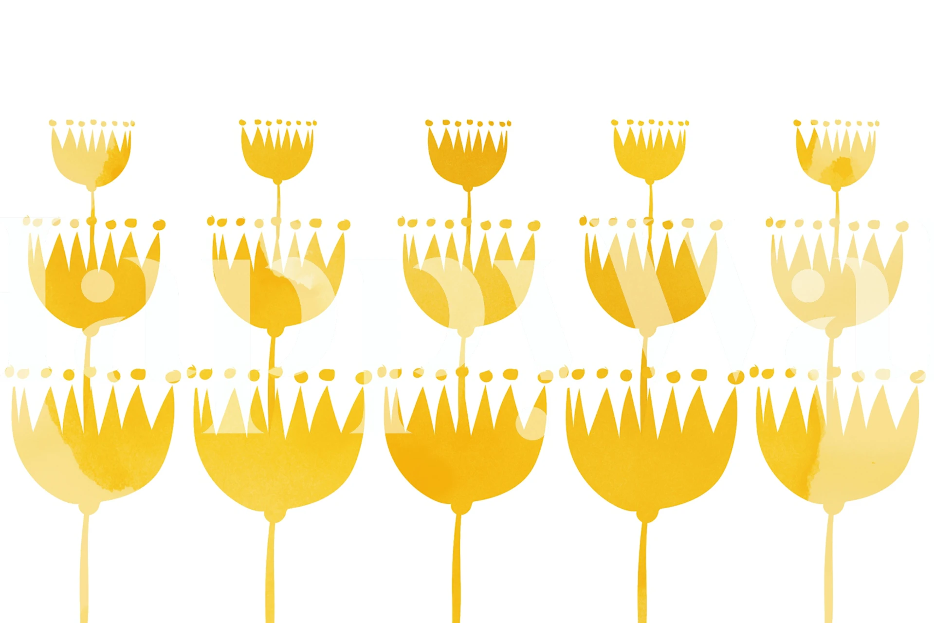 Yellow floral design with botanical shapes wallpaper