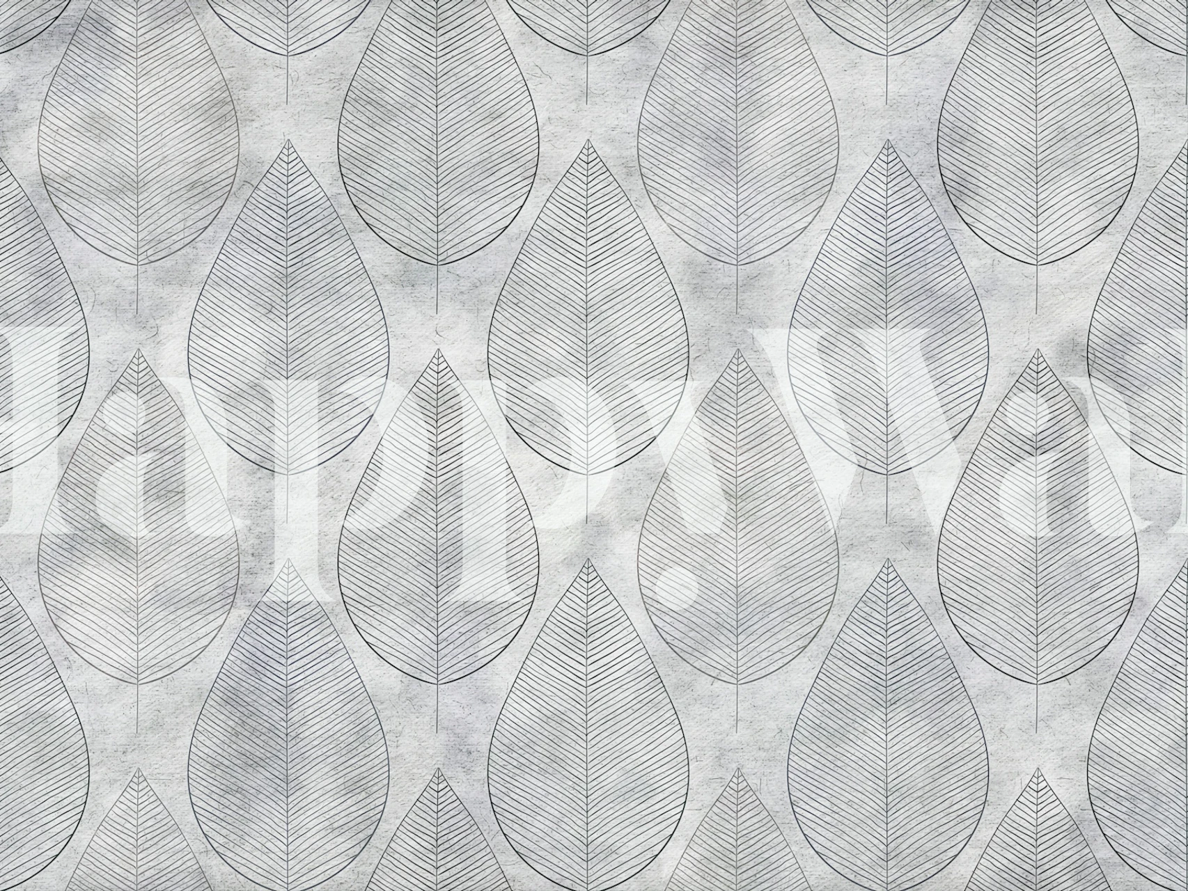 Grey Japandi Leaves tapet vist i et rom