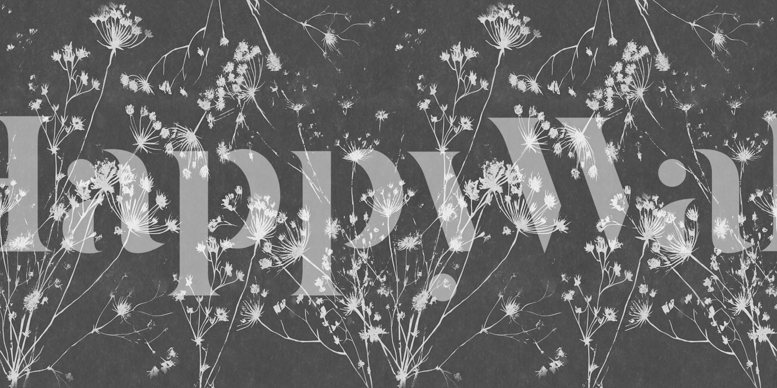 Papel de parede Grey Japandi Leaves exibido em um quarto