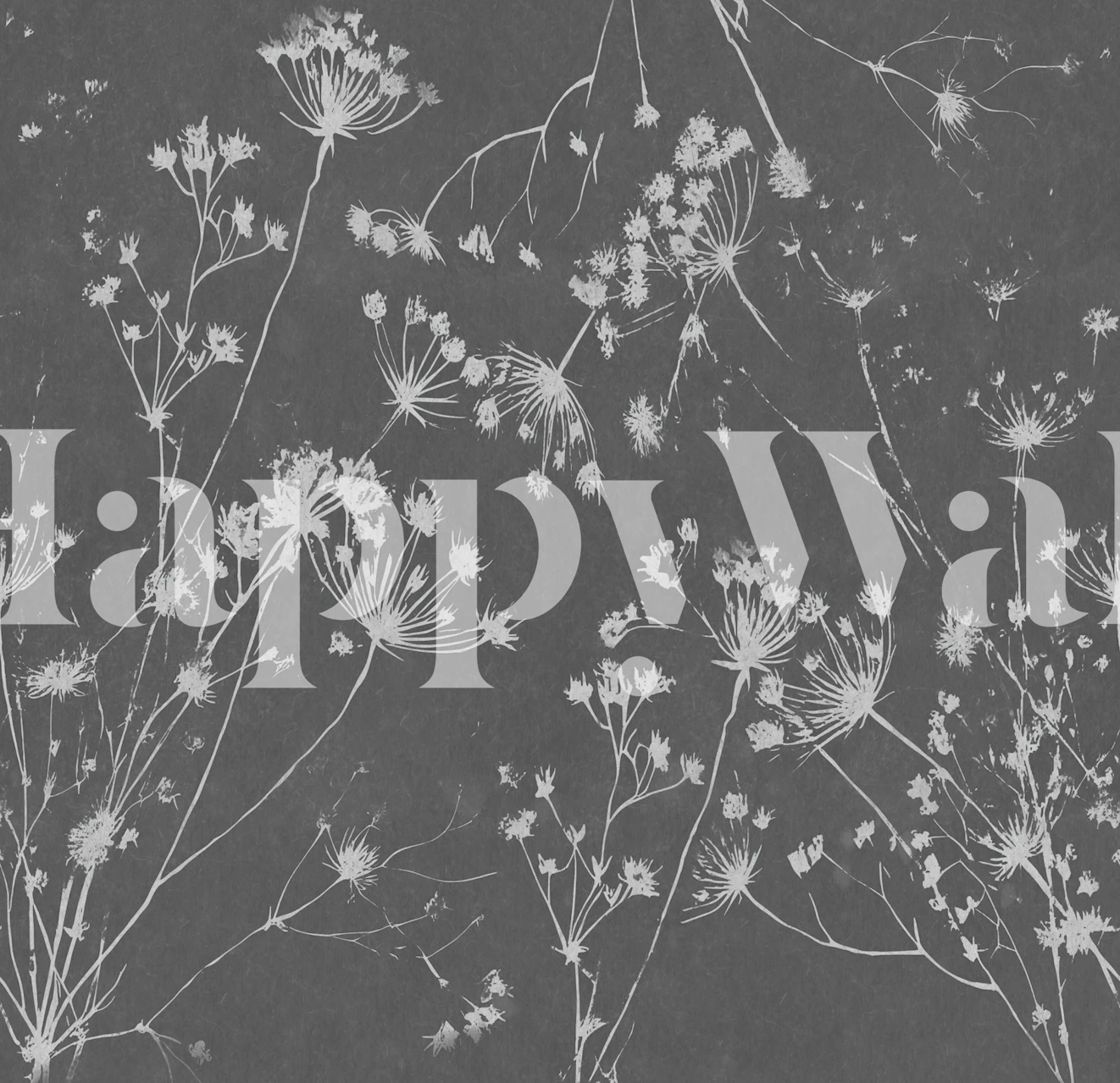 Grey Japandi Leaves wallpaper displayed in a room