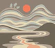 BLOOD MOON MidCentury Retro Landscape Neutral