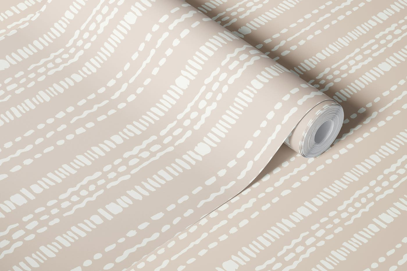 Boho stripe neutral sand wallpaper roll