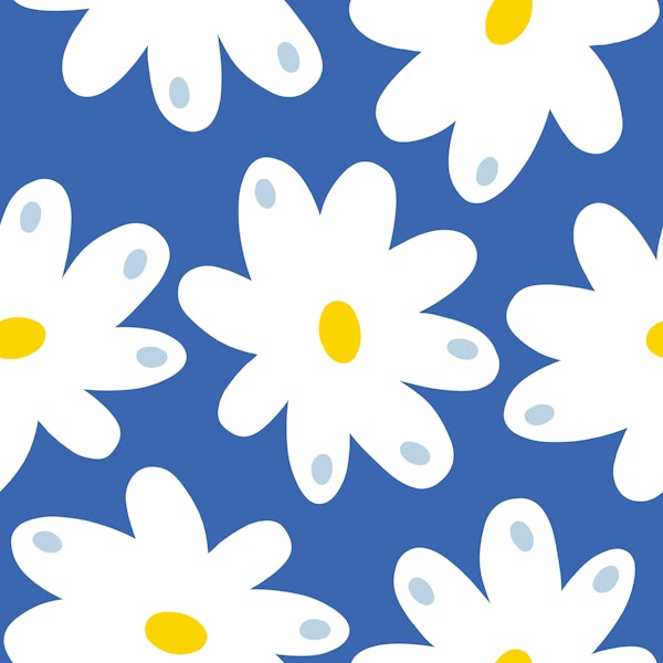 Happy Daisies - Cobalt Blue