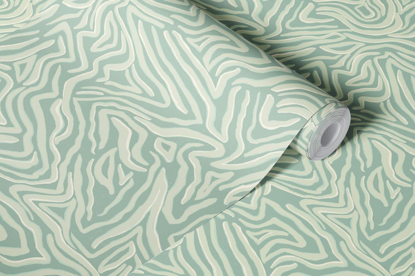 Serene Jungle Retreat - Tonal Safari Green wallpaper roll