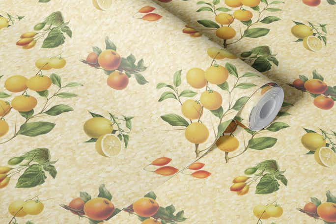 Citrus Grove Serenade - Vintage Lemonwallpaper roll