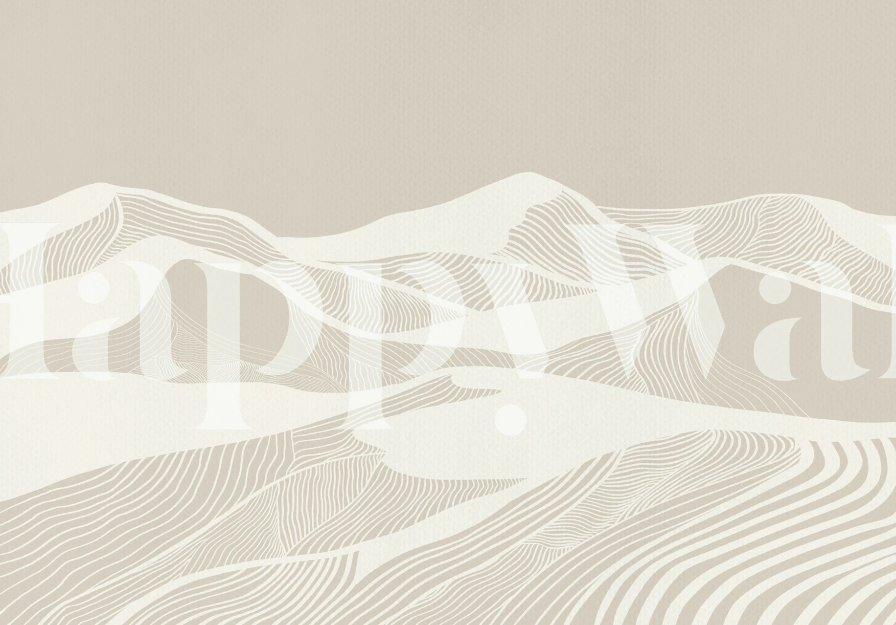 Mountain line art in beige and white abstract wallpaper
