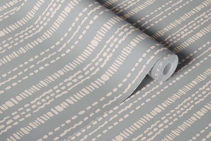 Boho stripe neutral grey beigewallpaper roll