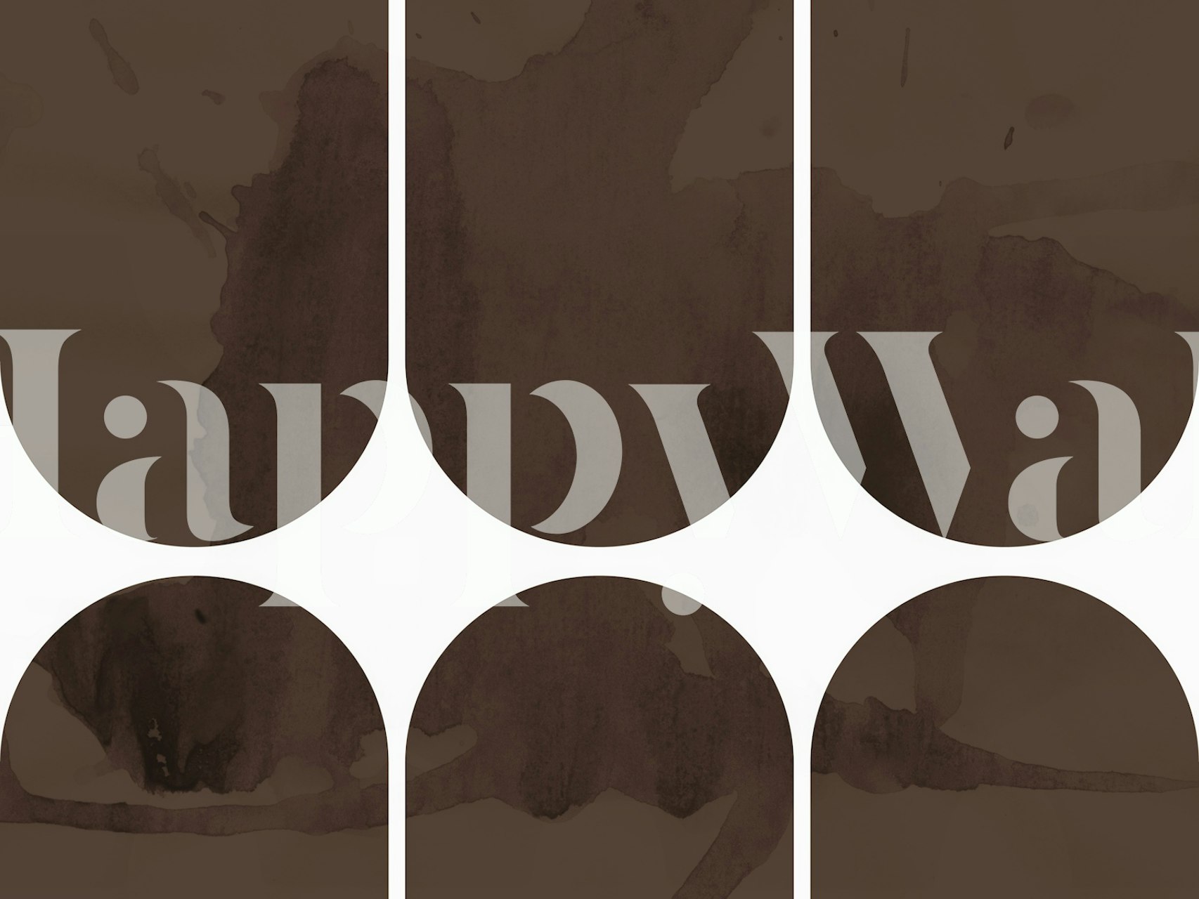 carta da parati 70s Brown Mid-Century Arches in una stanza