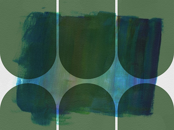 Green Mid-Century Arches Grunge