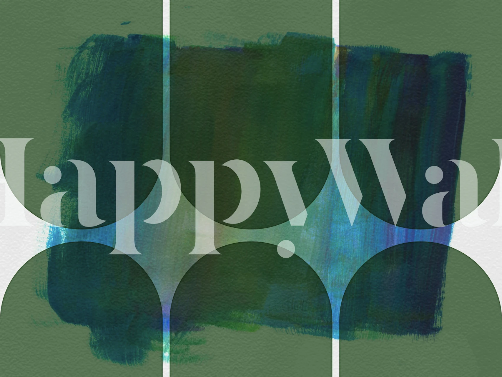 Naklejka ścienna Green Mid-Century Arches Grunge o teksturowanym wyglądzie w odcieniach zieleni