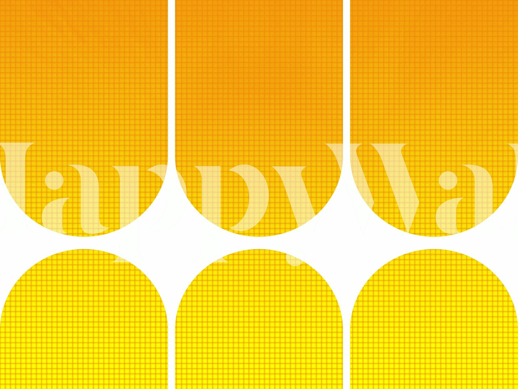 Sunny yellow wallpaper with mid-century arches pattern