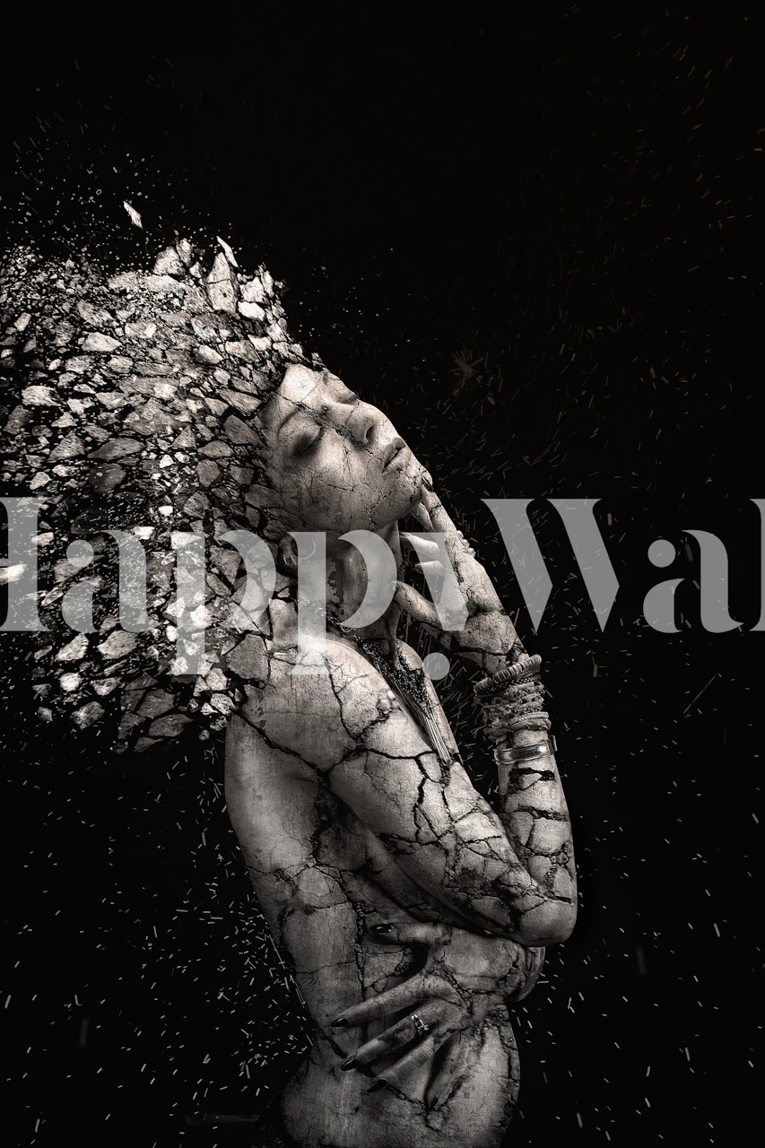 Abstract black and white wallpaper featuring textured patterns