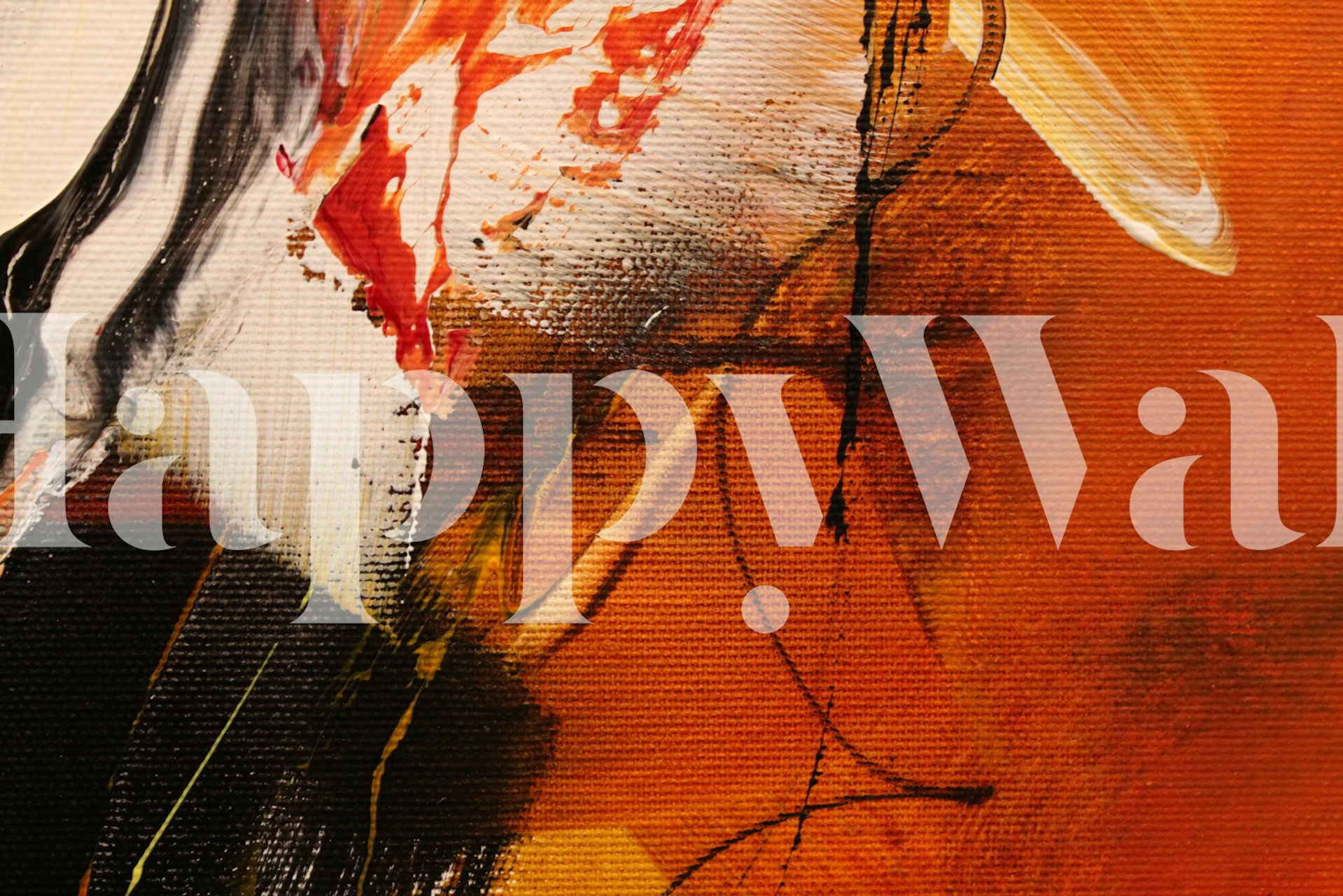 Bold abstract orange and black brush stroke wallpaper