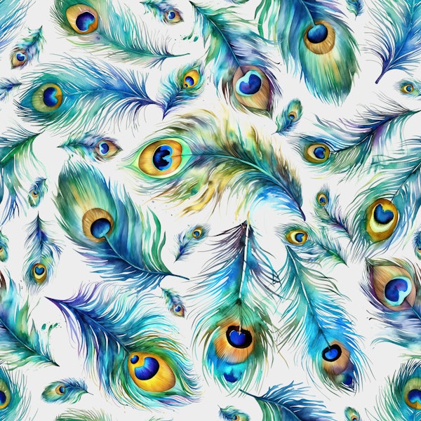 Watercolors Peacock Feathers 2
