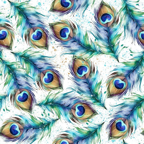 Watercolors Peacock Feathers 3