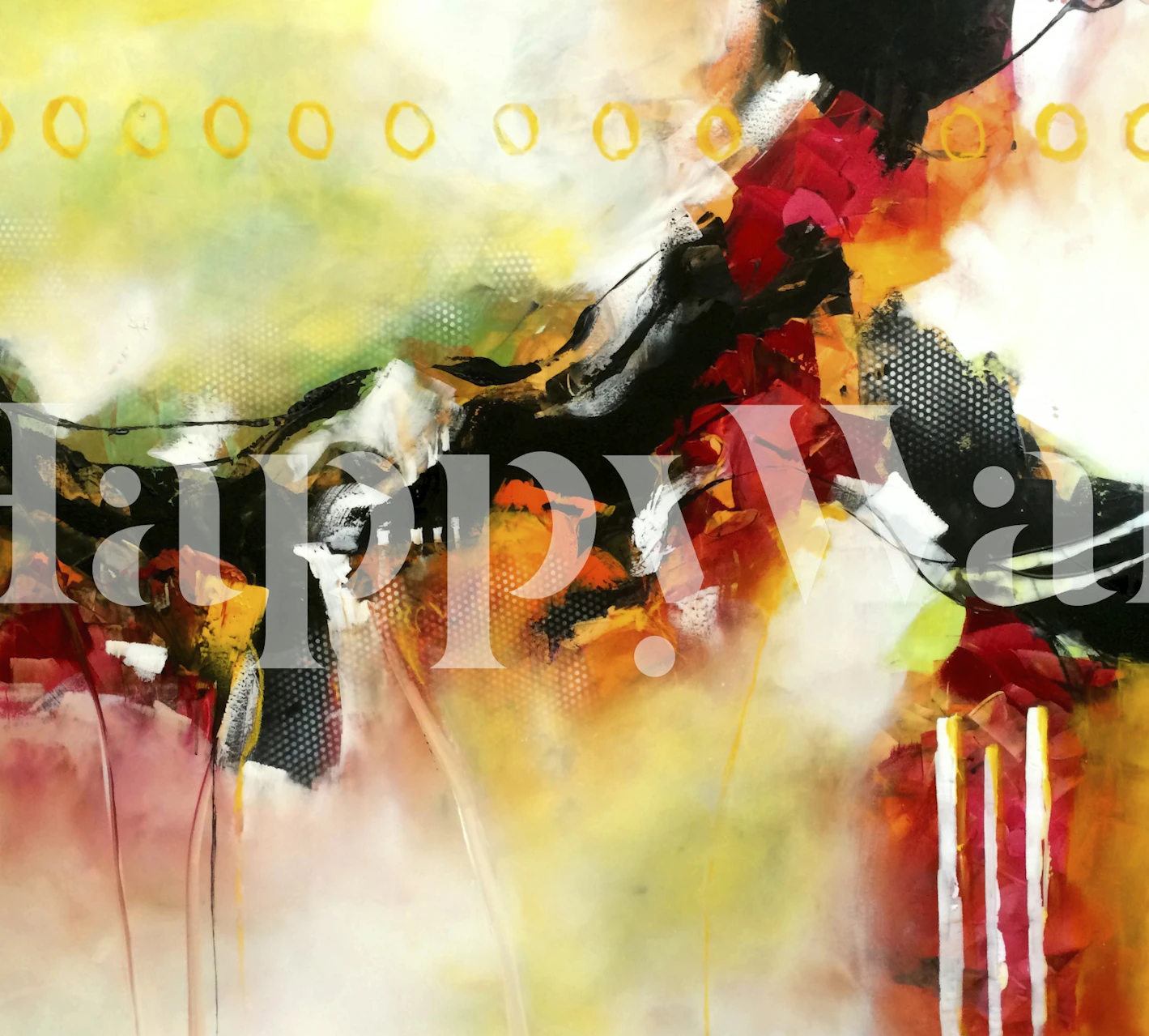 Colorful abstract brushstrokes in orange and black wallpaper