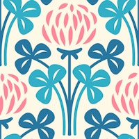 Pink blue clovers pattern / 3050 B tapete