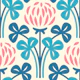 Pink blue clovers pattern / 3050 B