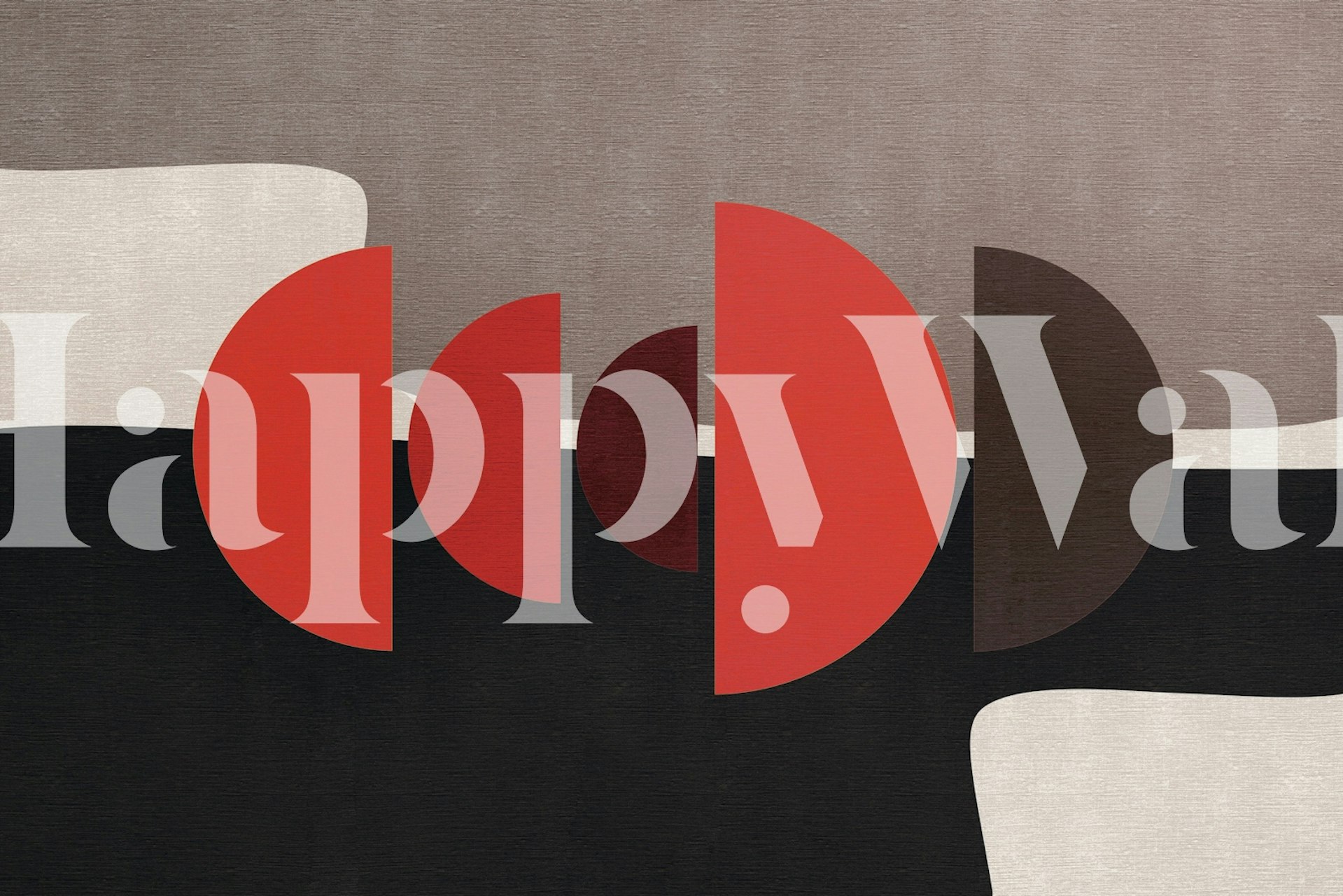 Abstract τοιχογραφία εμπνευσμένη από το Bauhaus με γεωμετρικούς ημικύκλους σε κόκκινες και καφέ αποχρώσεις