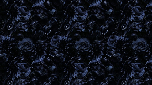 Opulent Blue And Black Baroque Flowers