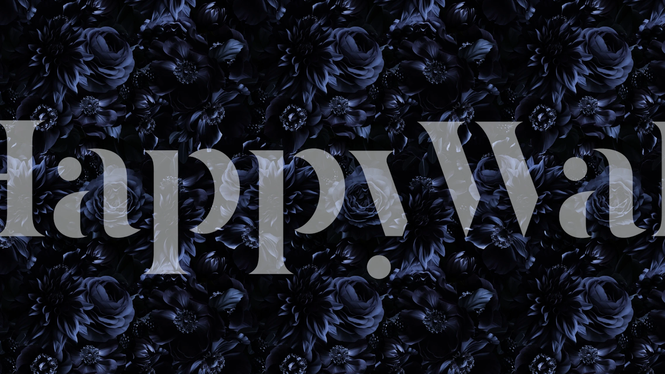 Elegant blue and black baroque floral pattern wall mural