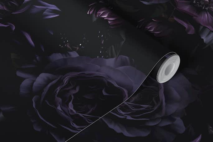 Purple Night Gothic Moody Baroque Flowerswallpaper roll