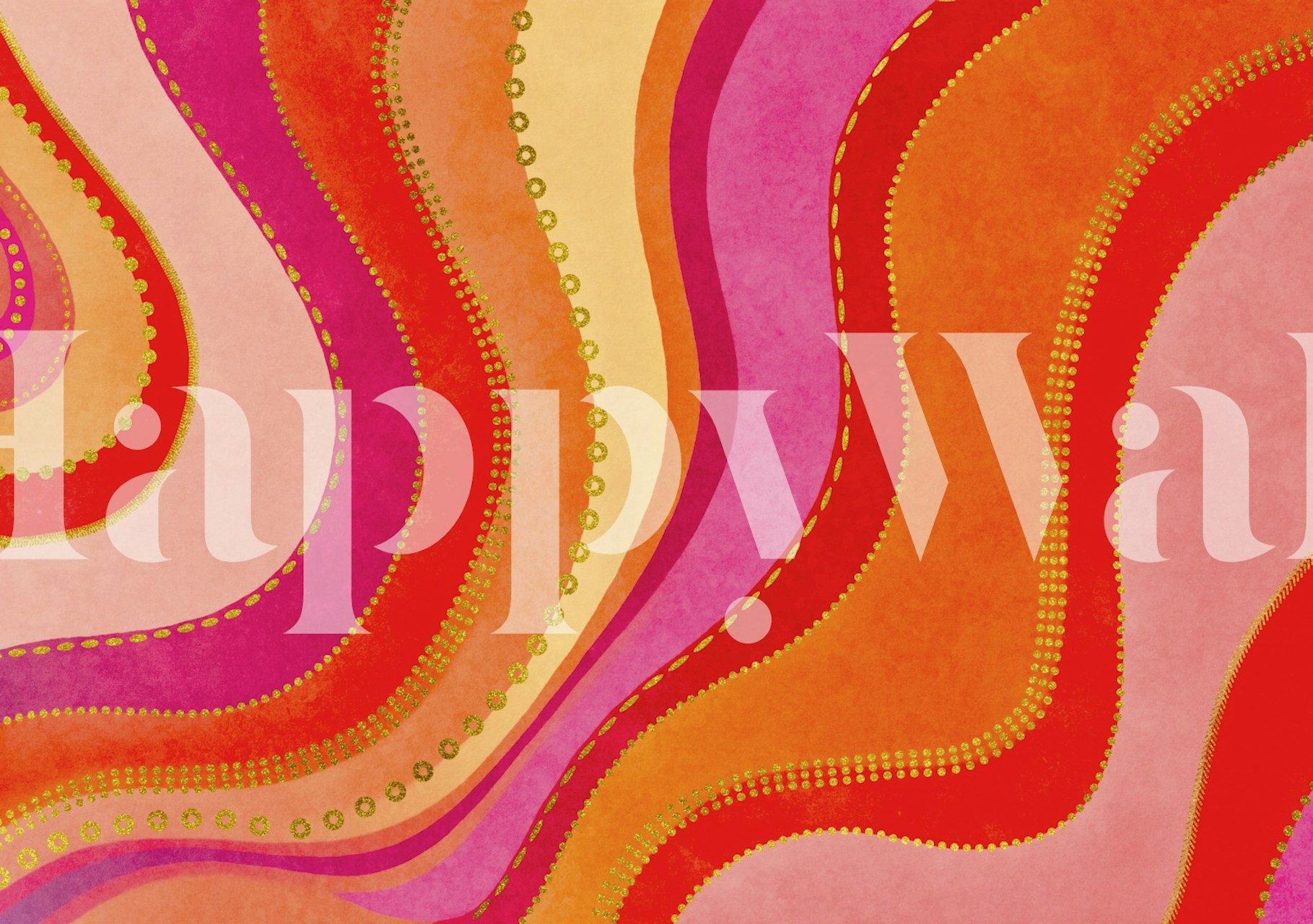 Fancy Waves Pink Orange wallpaper in a room