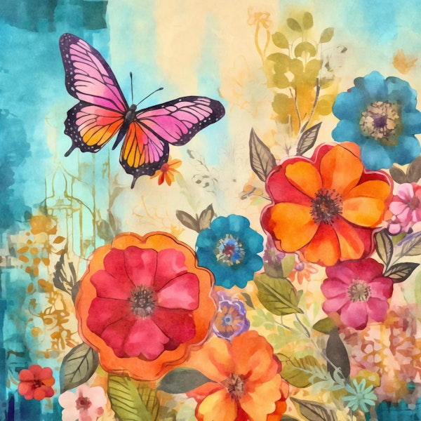 Multicolor Butterfly Flower Garden