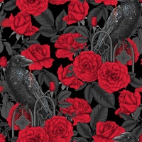 Ravens and red roses papiers peint