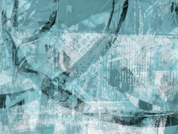 Modern Contemporary Abstract Art Teal White