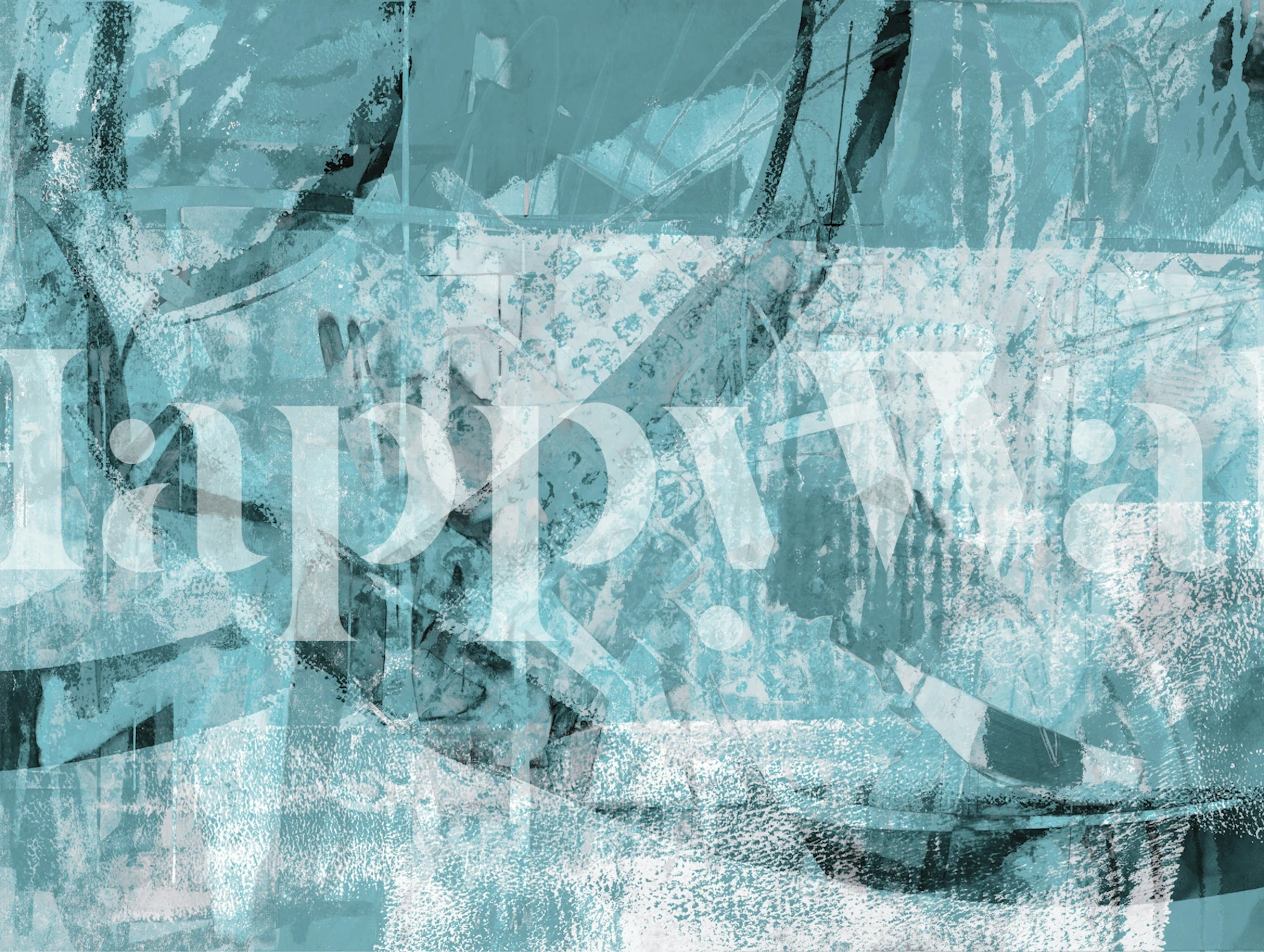 Teal ja white abstract art tapetti huoneessa