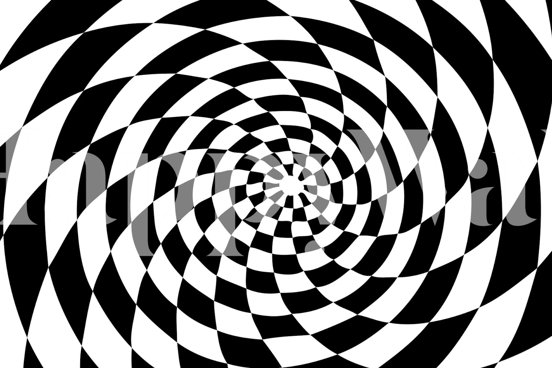 Op Art Spiral wallpaper design in a room