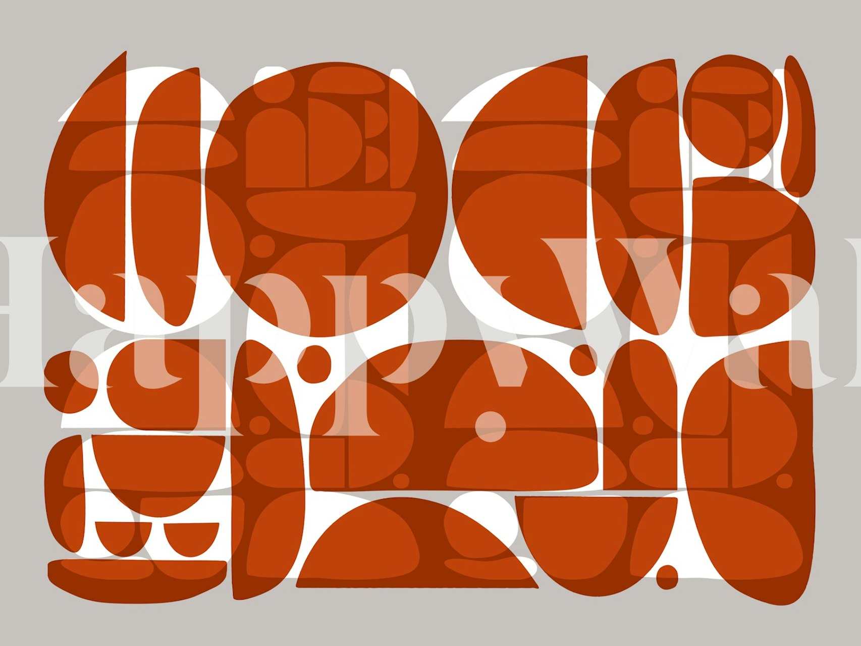 Μοντέρνα κοραλλί γεωμετρική τοιχογραφία εμπνευσμένη από το Bauhaus