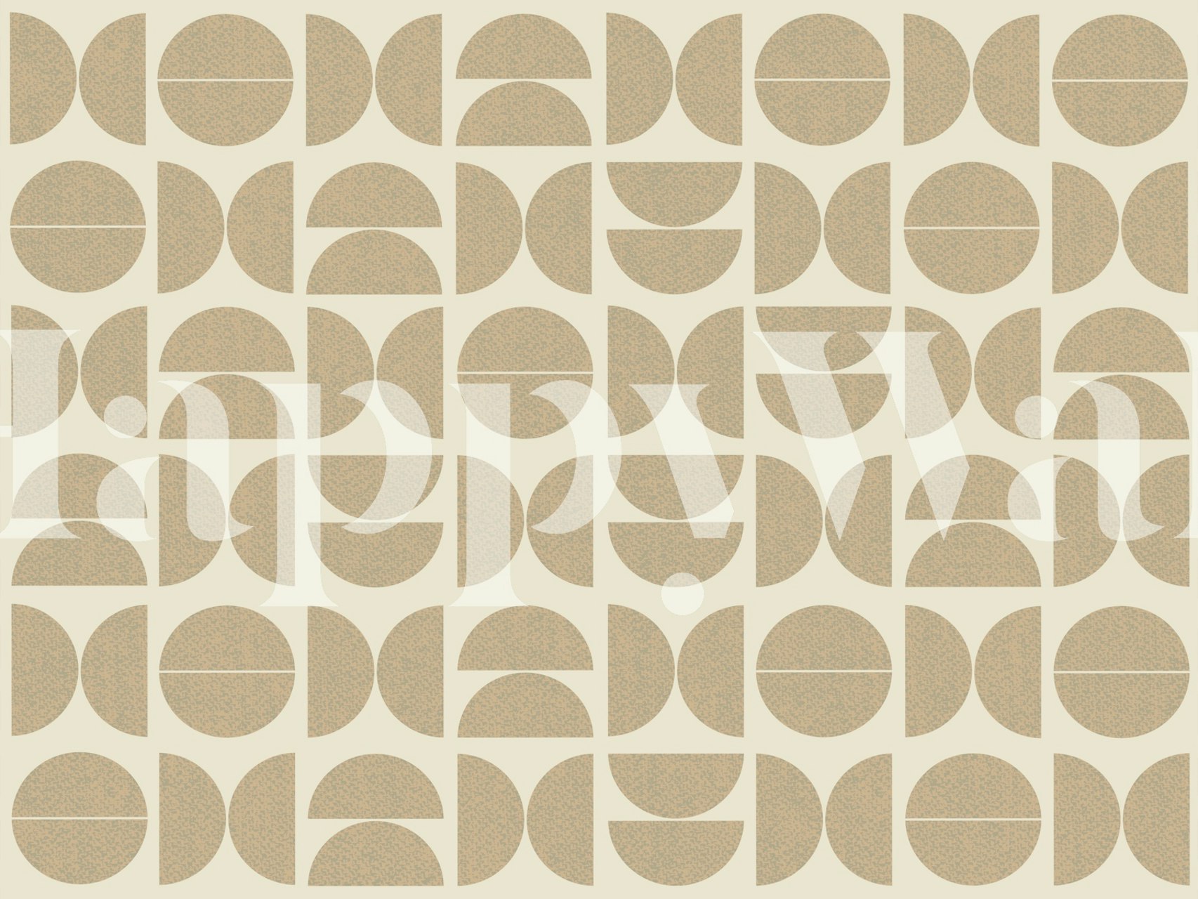 Beige geometric patterned wallpaper with circular shapes