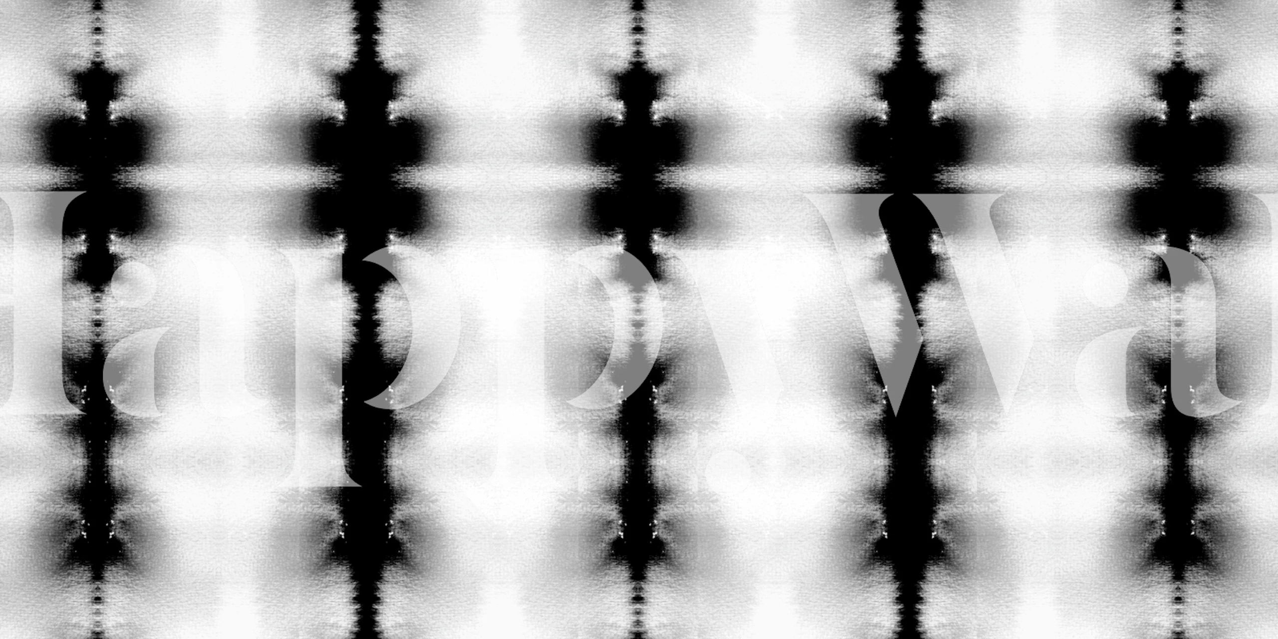 Mural de patrón geométrico abstracto en blanco y negro simétrico