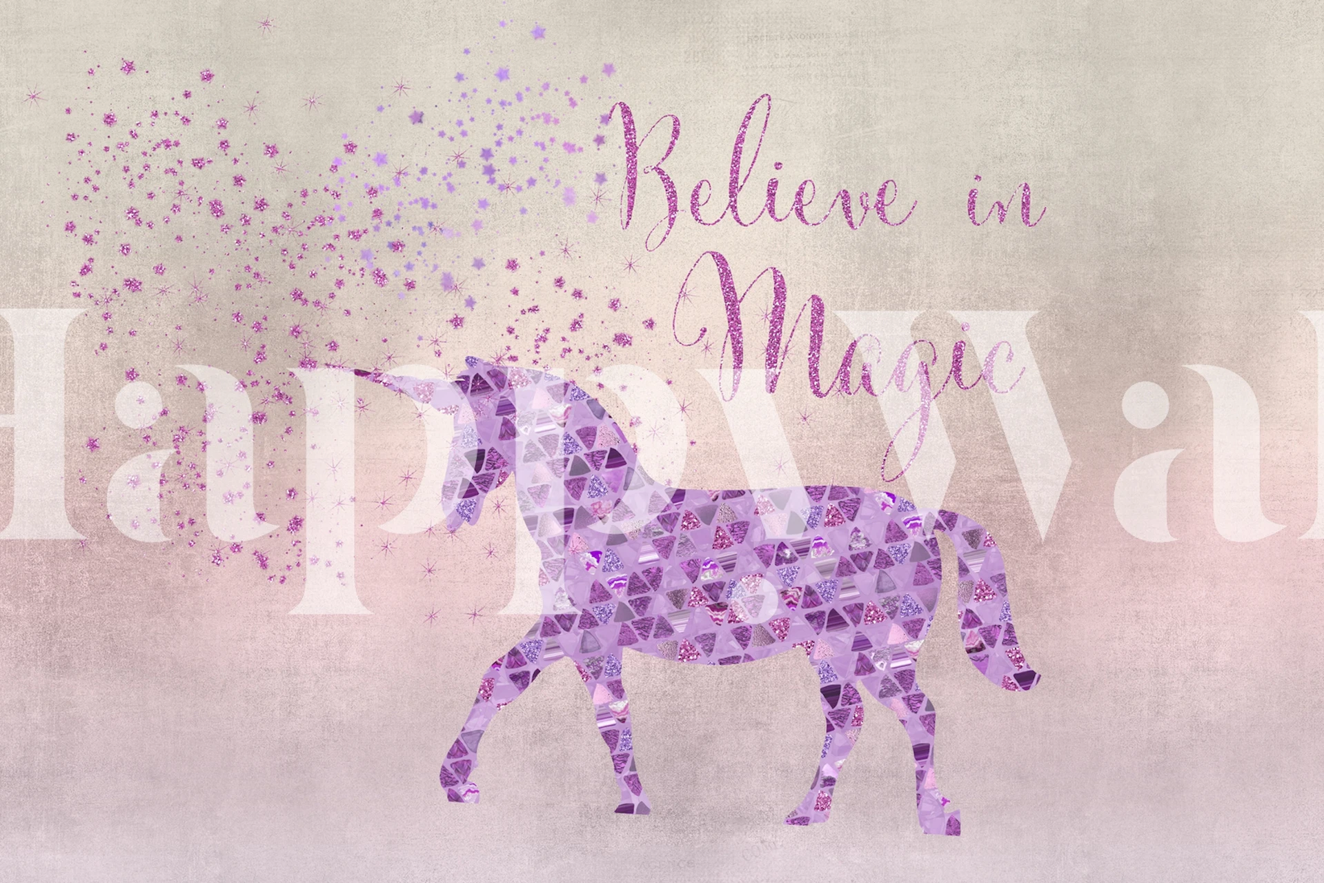 Unicorn wallpaper koristeellisessa huoneessa