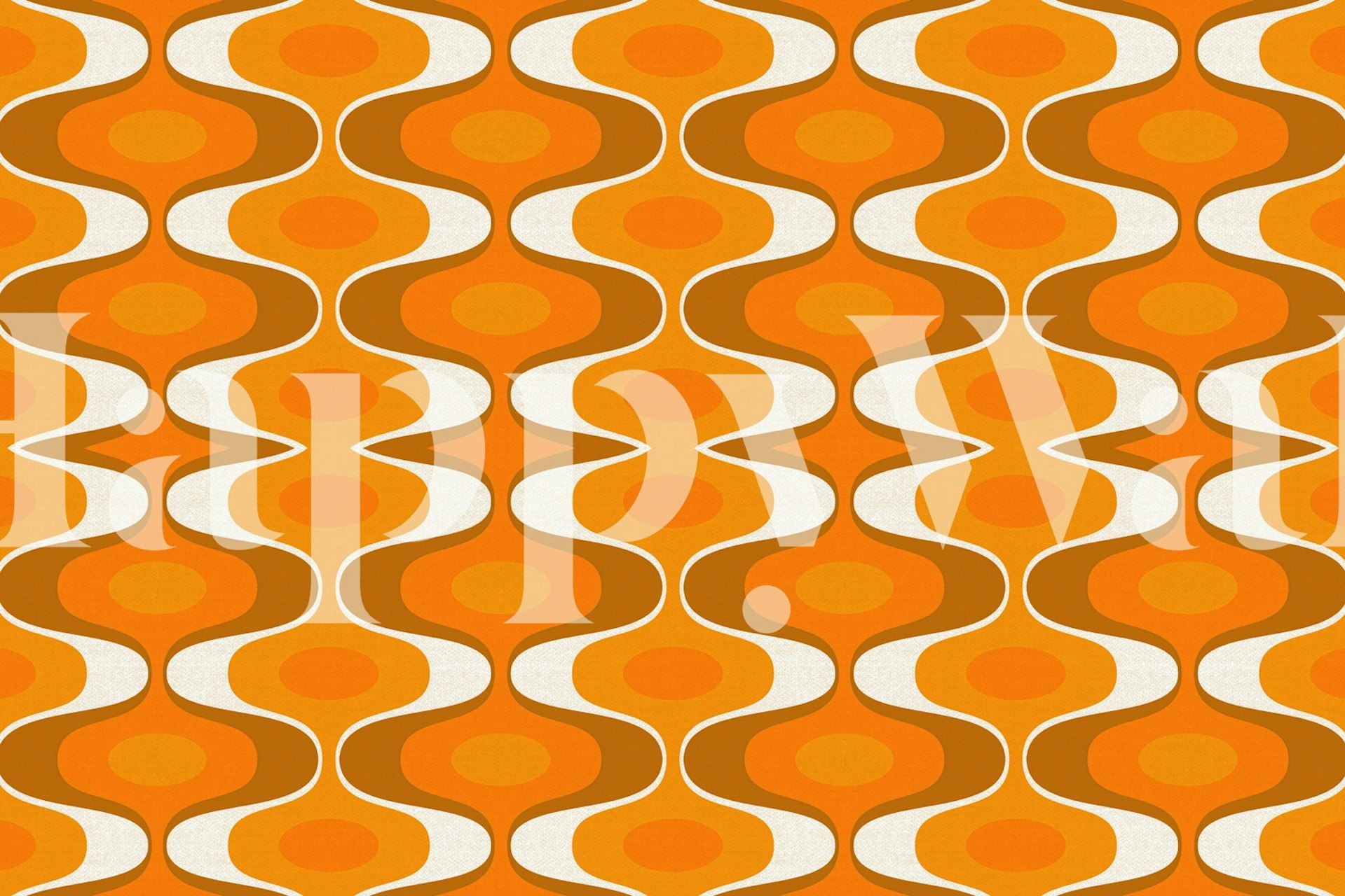 Fototapeta s geometrickým vzorem v oranžových a zemitých tónech odrážejících retro styl 70. let