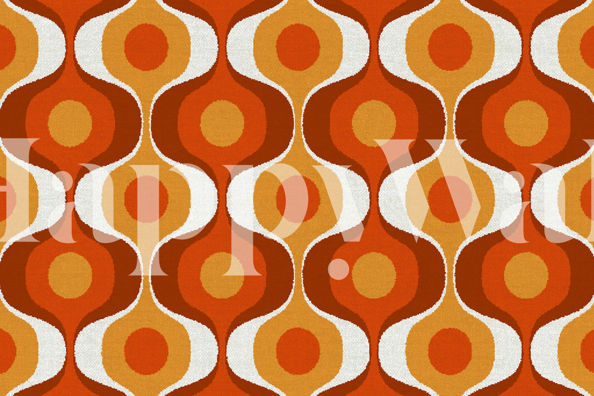 Fluffy 70s Groovy Retro tapet i ett rum