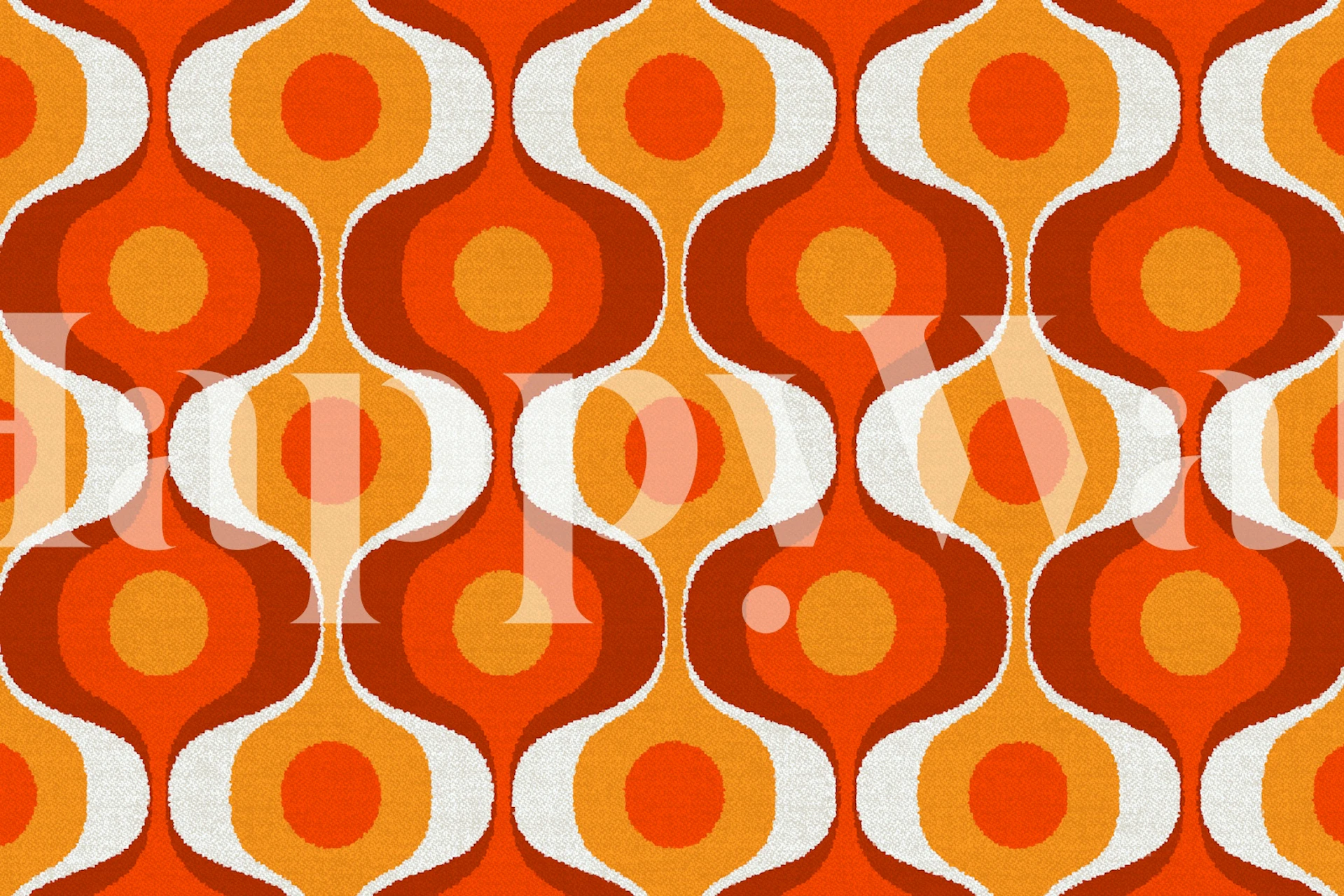 Fluffy 70s Groovy Retro tapet i ett rum