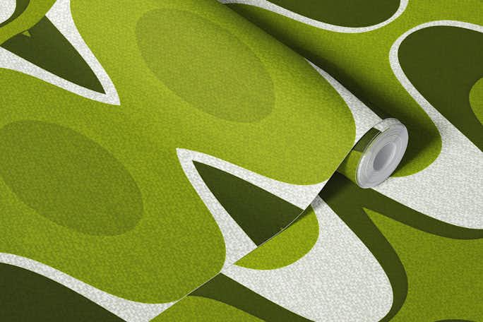 Retro 70s Vivid Green Groovy Fabricwallpaper roll