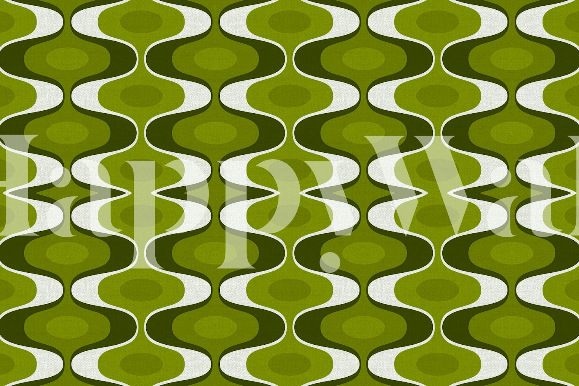 Groen en wit golfvorm patroon wallpaper