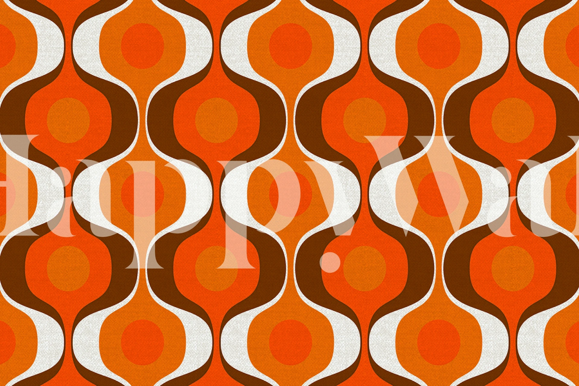 Vintage orange wave pattern with circular shapes wallpaper