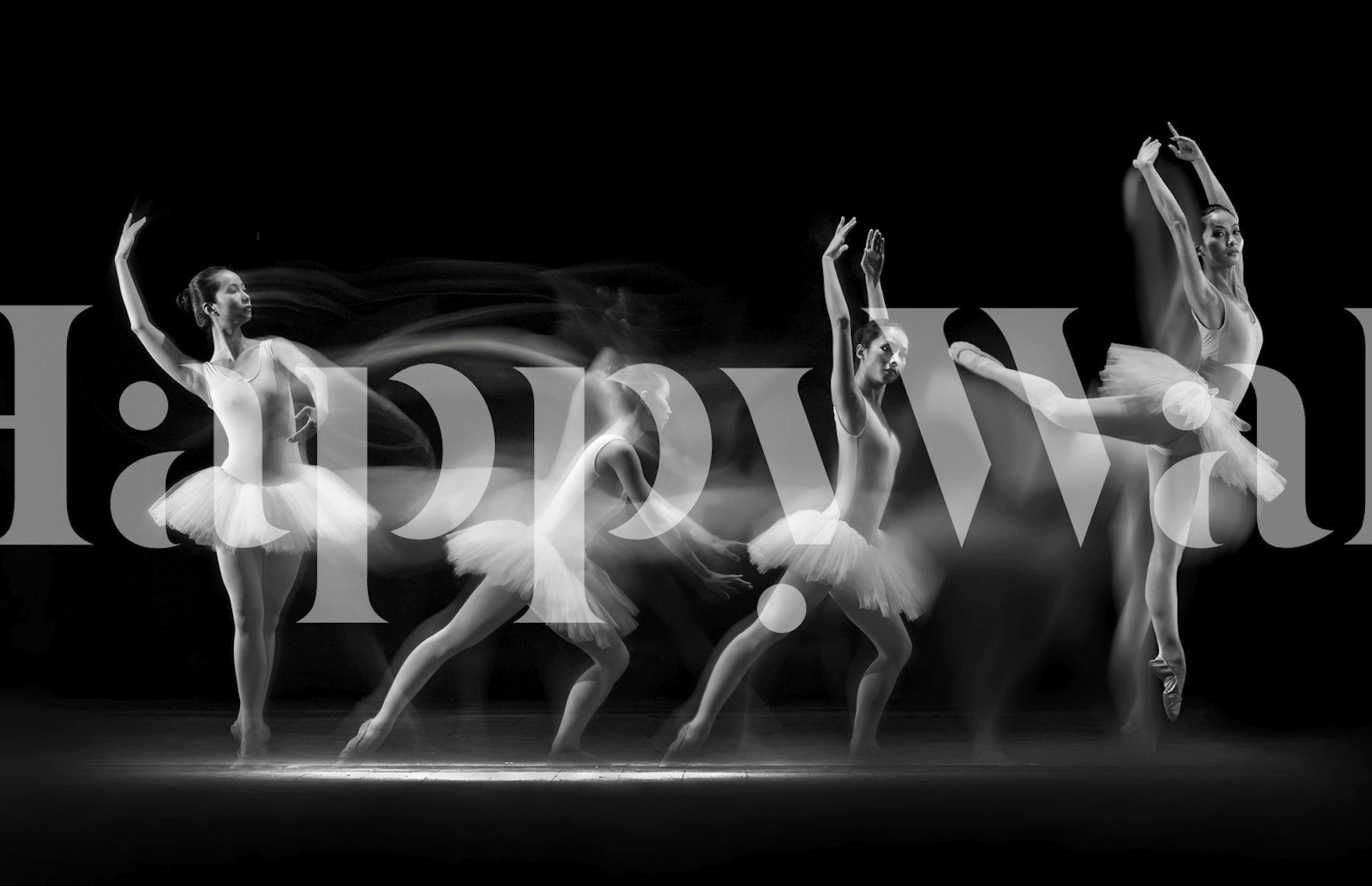 Ballet dancers in motion black and white wallpaper