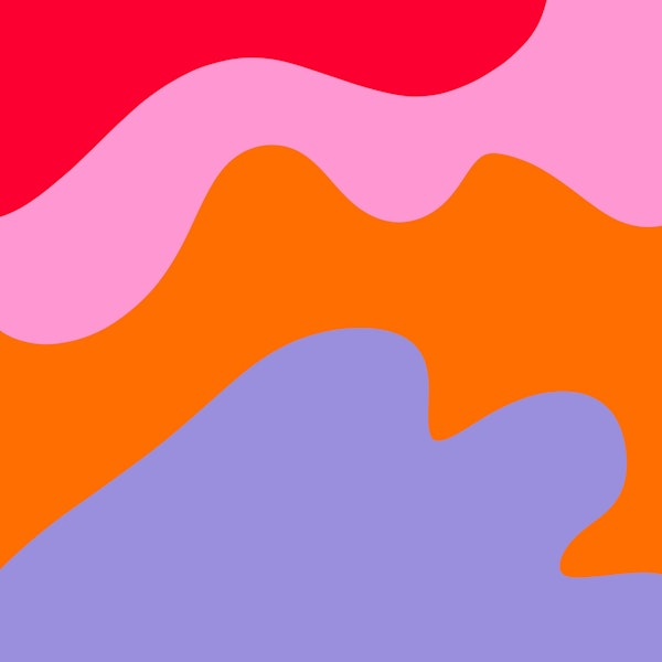 Abstract modern shapes red, orange, violet