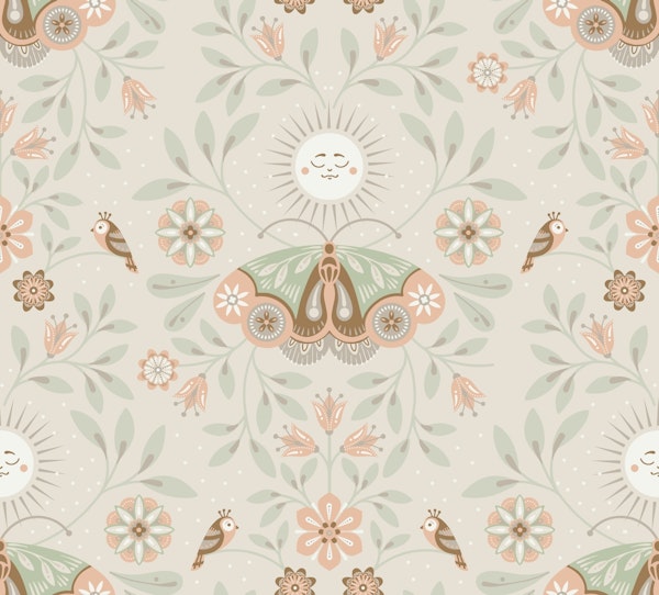 Lunar Moth Meadow, warm grey