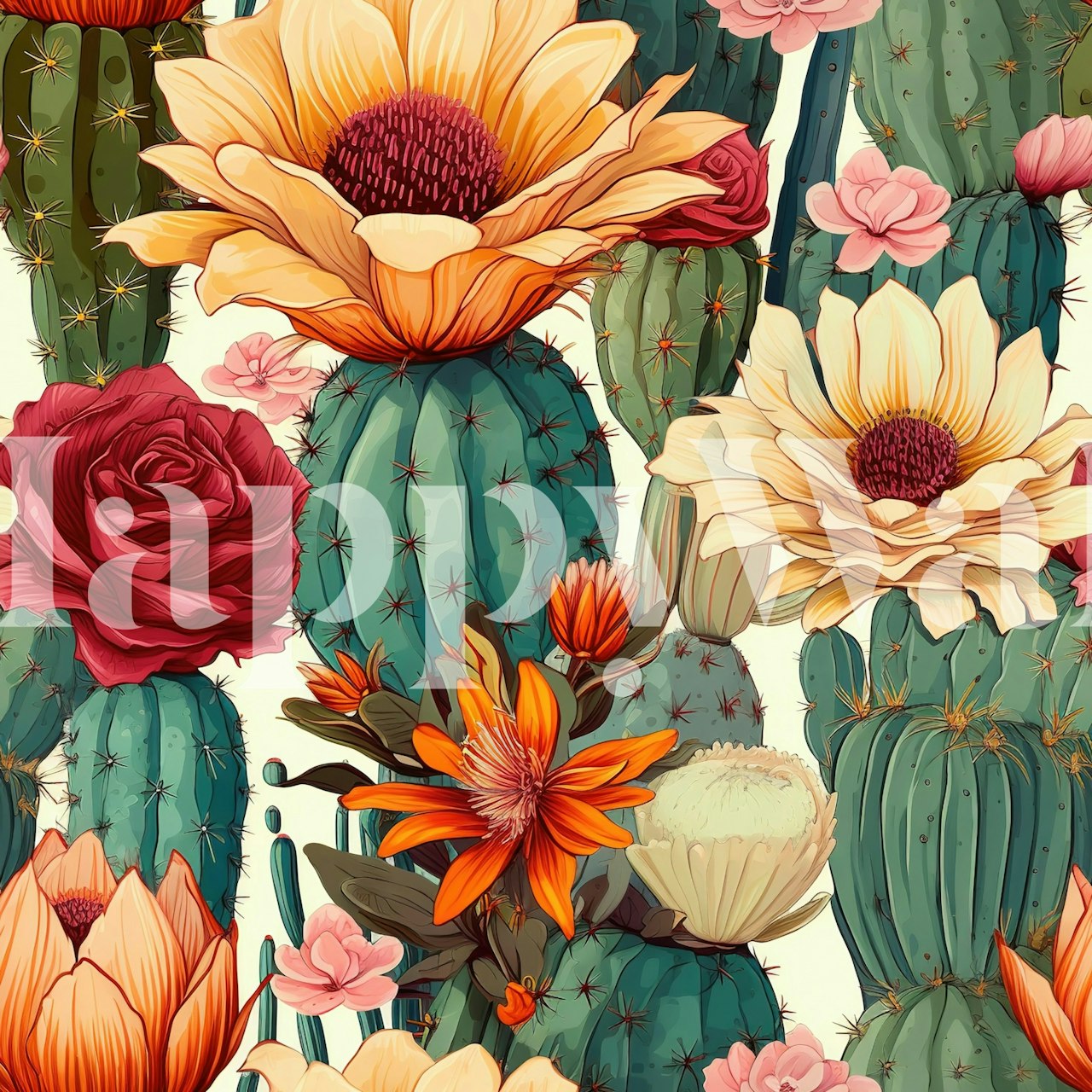 Cacti Carnival #9 wallpaper in a room setting