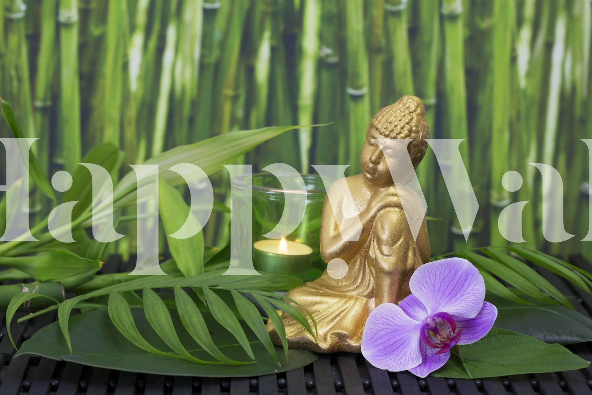Buddha und Bamboo Tapete in einem Raum