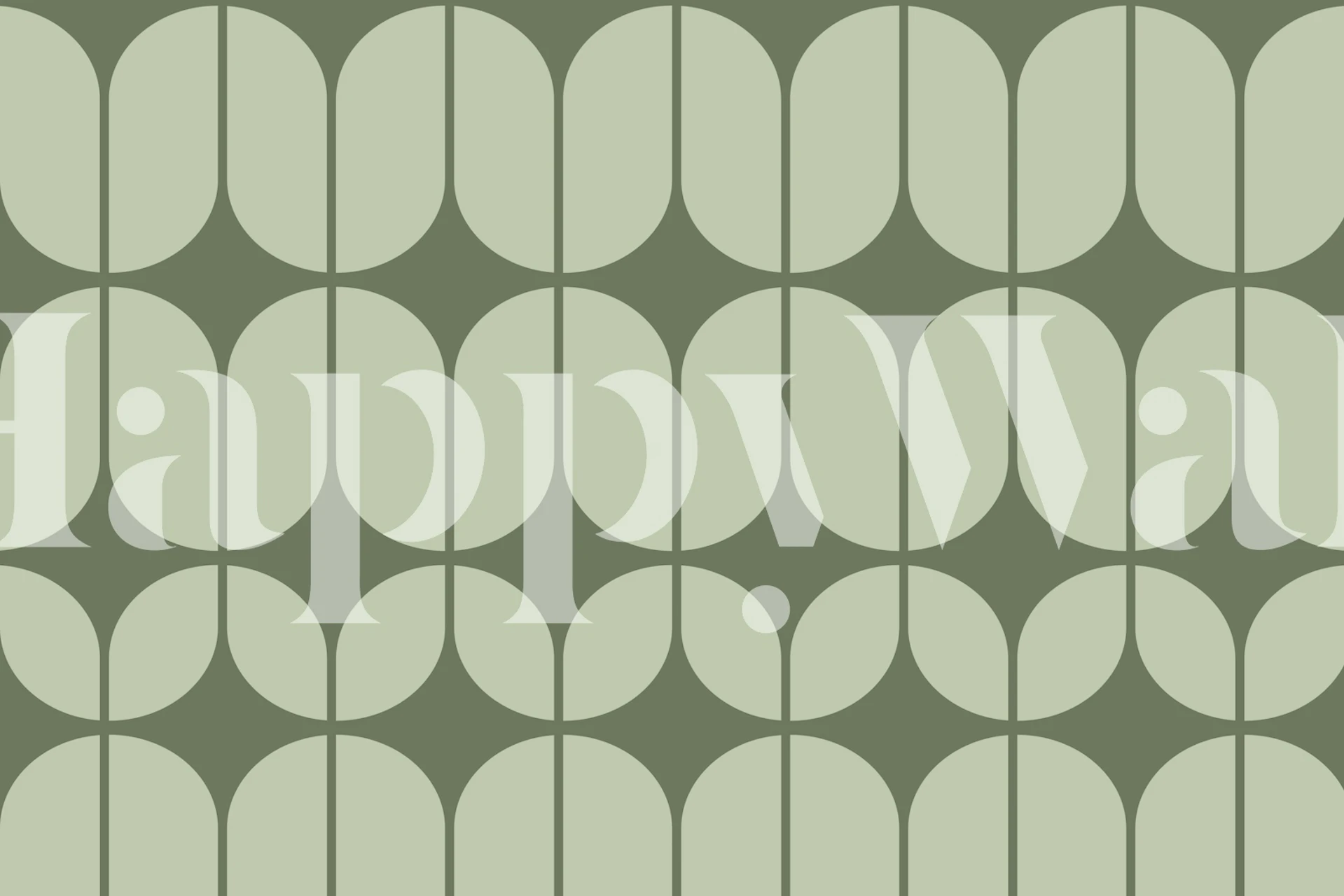 Sage Bauhaus Art wallpaper in een kamersetting.